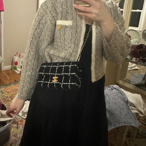 Authentic Chanel Mini Pearl Crush Flap Bag in Tweed & Antique Gold Hardware - Picture 7 of 16